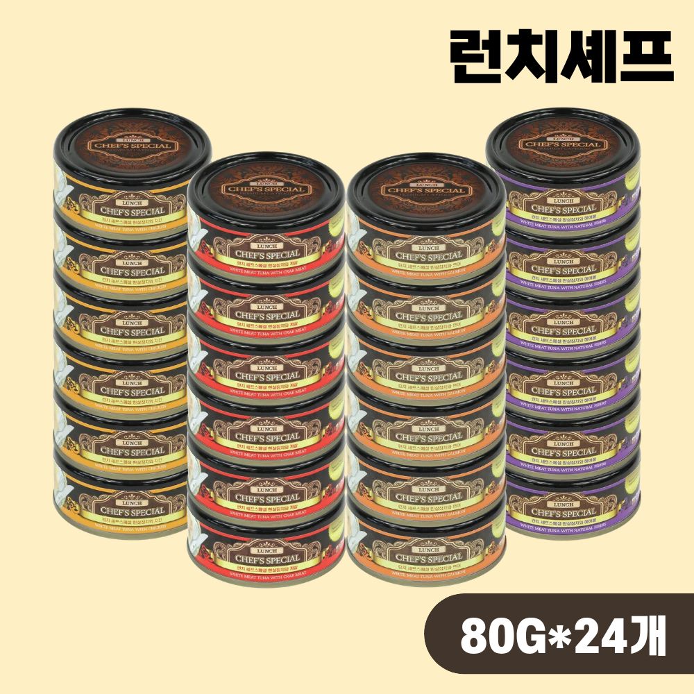 런치 셰프스페셜 고양이캔 간식 습식 4종 콤보, 80g, 24개 - 상품 이미지