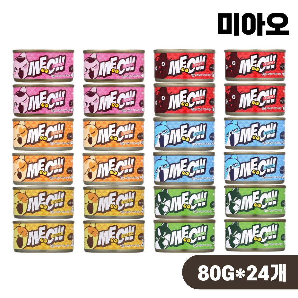미아오캔 고양이캔 길냥이 통조림 6종 콤보, 80g, 24개 - 상품 이미지