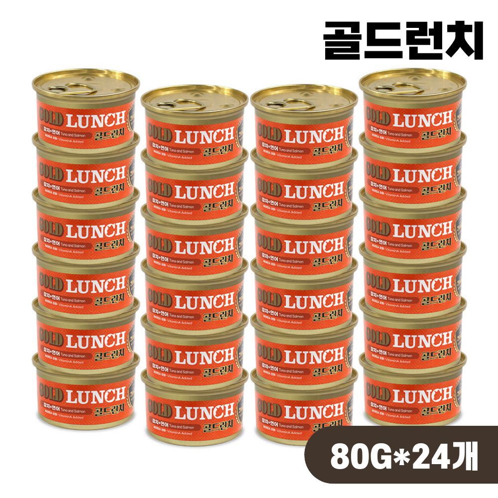 [+N포인트 1천] 프리미엄 골드런치캔 고양이캔 습식 연어 참치, 80g, 24개 - 상품 이미지