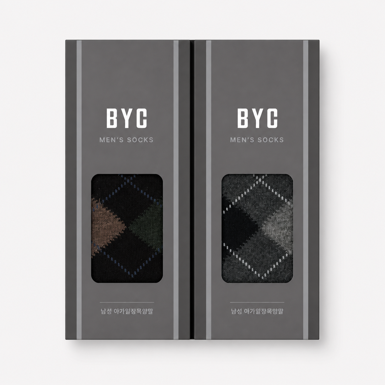 비와이씨 BYC 남성 아가일 장목양말 2매세트 sms1372