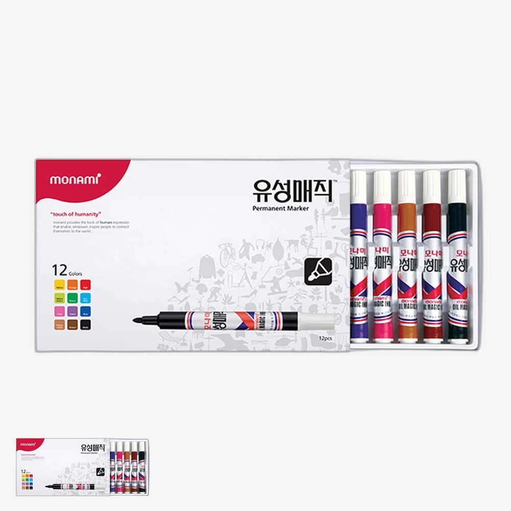 둥근닙 학습용도구 유성매직세트 빠른건조 미술시간활동 매직펜모음 필기용마킹펜 12색세트 - 상품 이미지