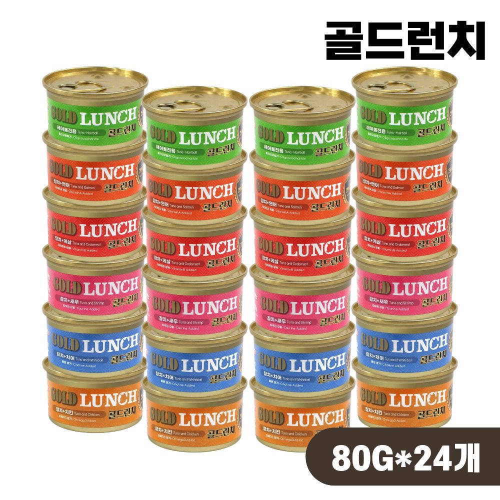 [+N포인트 1천] 프리미엄 골드런치캔 고양이캔 습식 6종 콤보, 80g, 24개 - 상품 이미지
