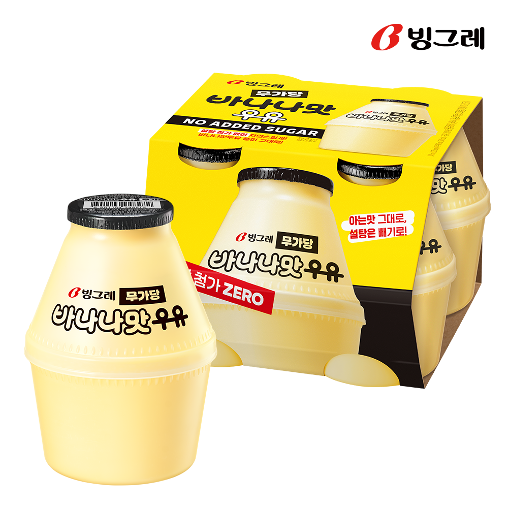 빙그레 단지우유 무가당 바나나맛우유 240ml X 16개 - 상품 이미지