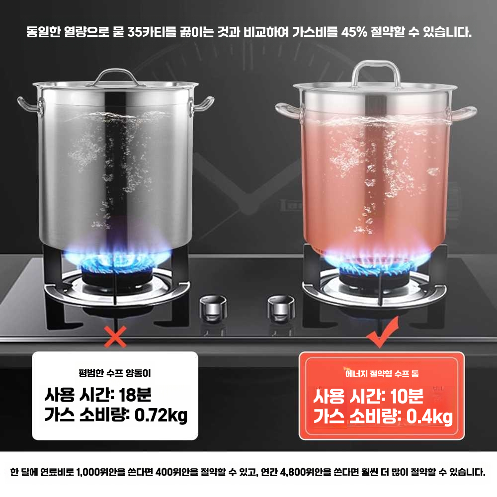 스텐곰솥 들통 대용량 육수통 업소용 사골 식깡 위생 높이45x45 - 상세 이미지 5