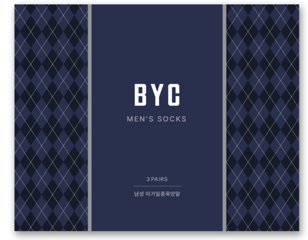 비와이씨 BYC 남성 아가일 중목양말 3매세트 sms1353 - 상세 이미지 2