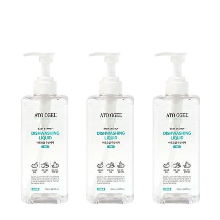 아토오겔 주방세제 젖병세정제 과일 야채세척 설거지 720ml, 3개