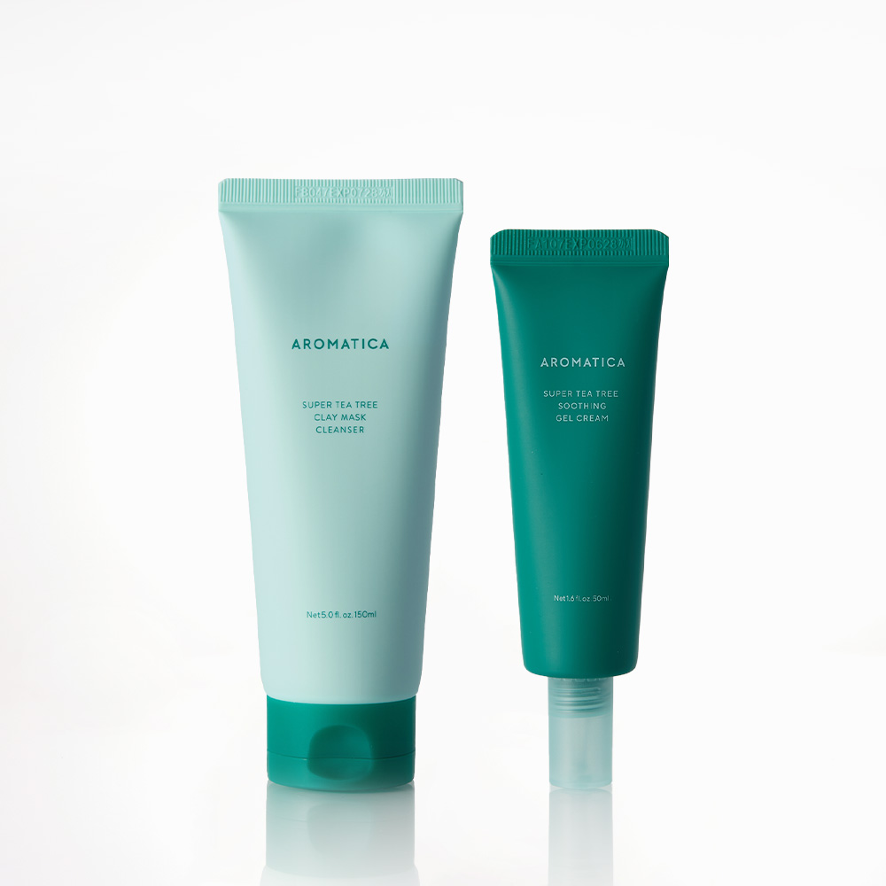아로마티카 슈퍼 티트리 클레이 마스크 팩 클렌저 150ML & 젤 크림 50ML SET