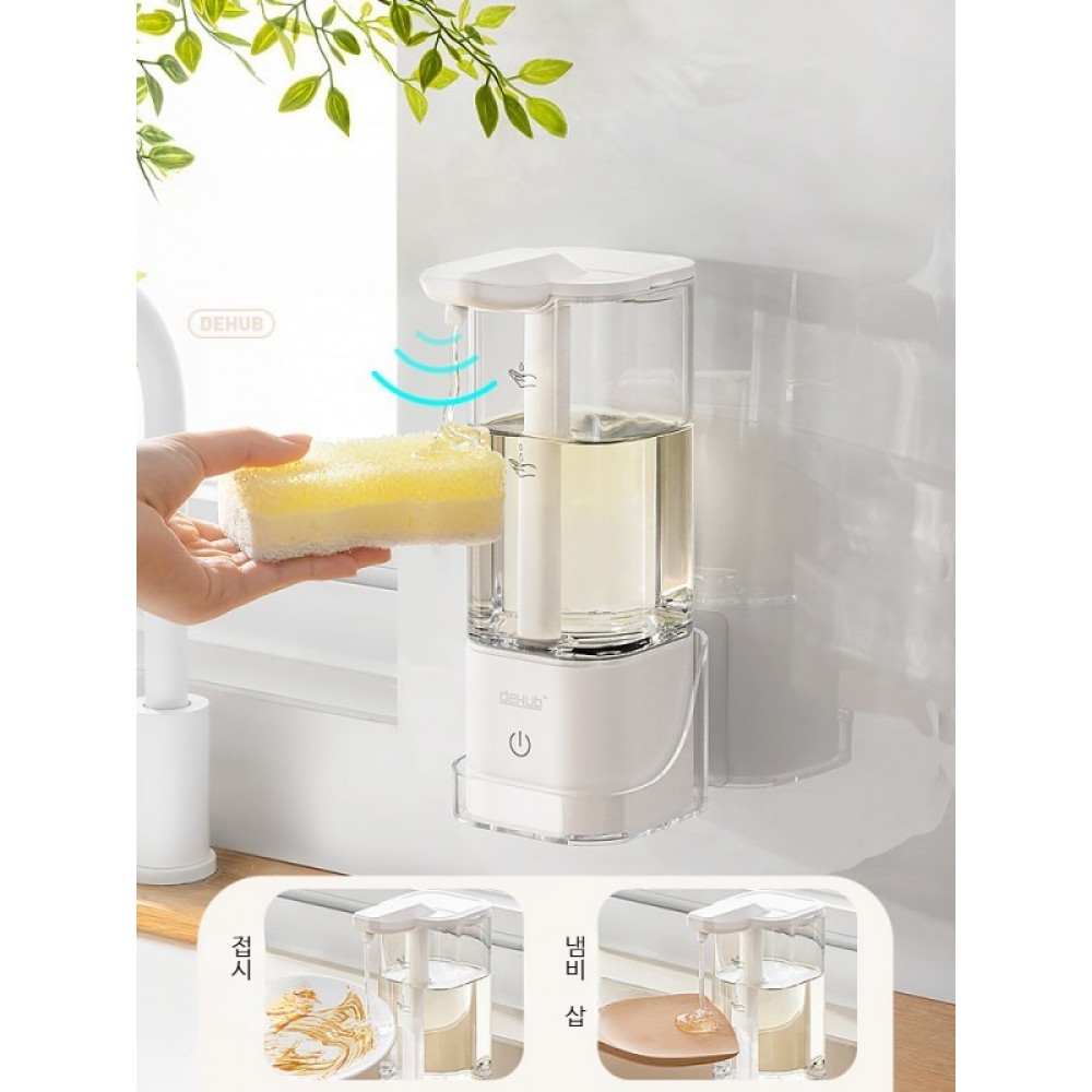 자동 주방세제 디스펜서 센서 머신 기계 세안제 벽걸이형 사각형(550ml 충전식) - 상품 이미지
