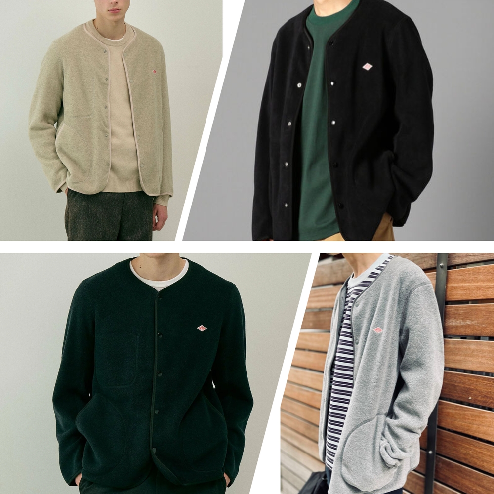 단톤 플리스 노카라 재킷 남성 가디건 JD-8939 38 DK.GREEN - 상세 이미지 2