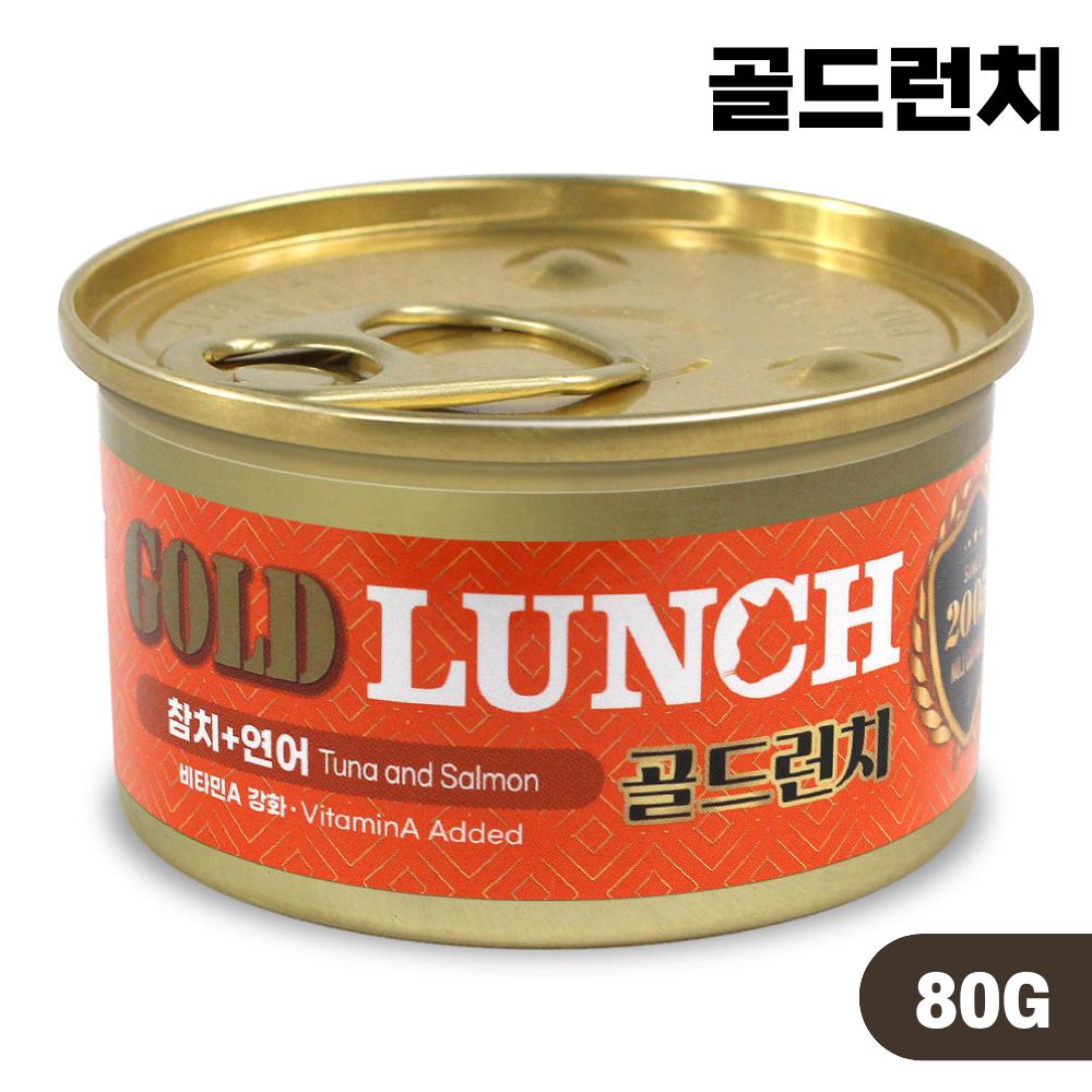 프리미엄 골드런치캔 고양이캔 습식 연어 참치, 80g, 1개 - 상품 이미지