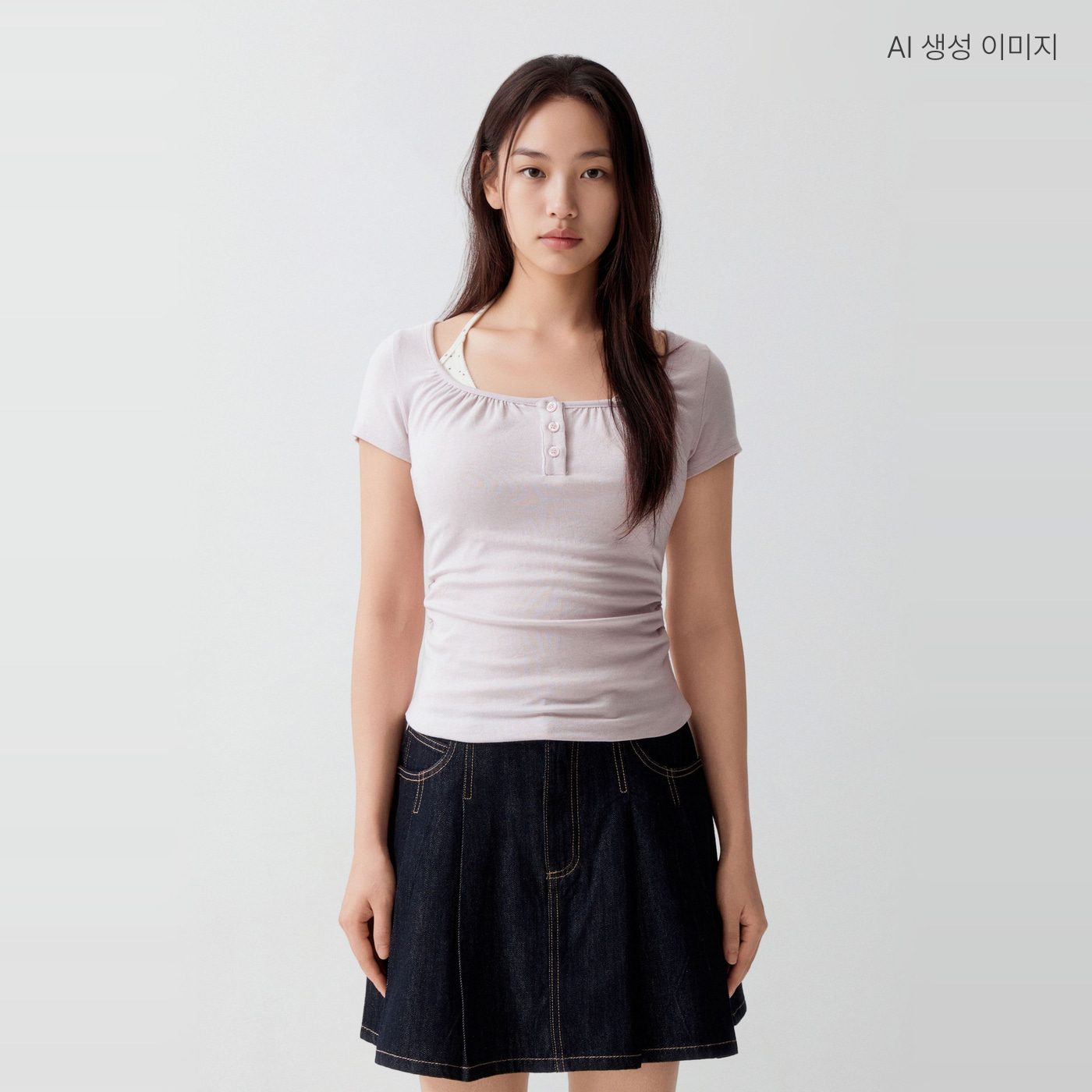 스파오 홀터 레이어드 셔링 반팔티 SPRWG37G82 - 메인 이미지