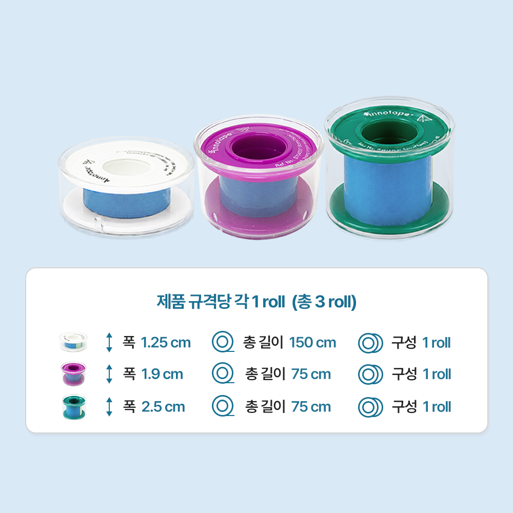이노테이프 3종 체험/선물용 세트 저자극 의료용 실리콘 테이프 반창고 - 상세 이미지 2