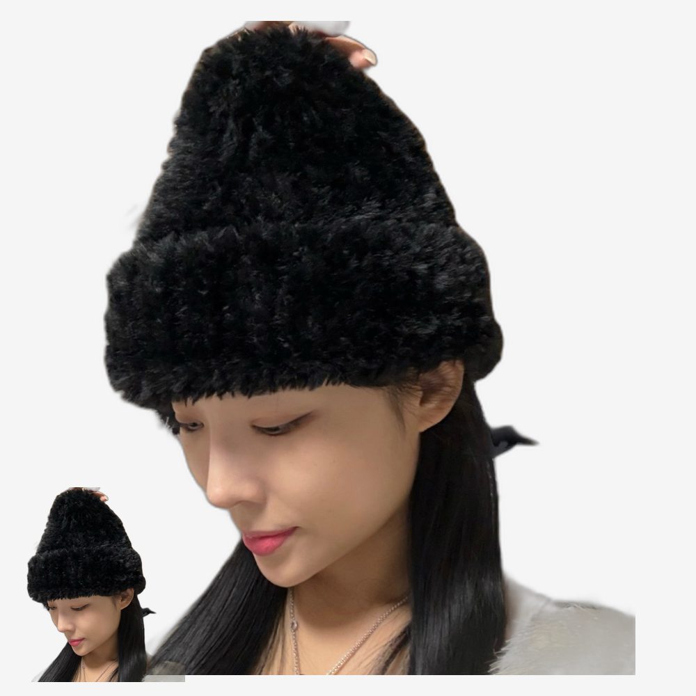 풍성한퍼 겨울여행룩 샤프카모자 도톰한두께 데이트코디 퍼비니모자 귀달이모자 방한비니 - 메인 이미지