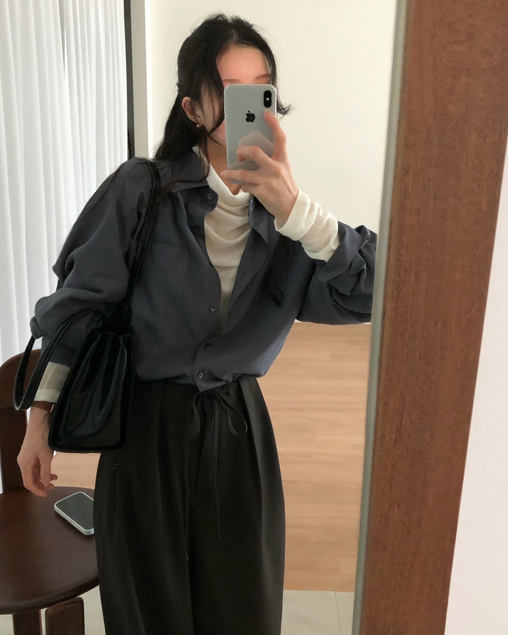 마텔 여성 가을 레이어드 이너 오버핏 루즈핏 셔츠 - 상세 이미지 2