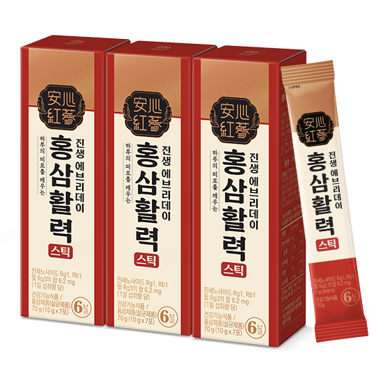 웰라이프 진생에브리데이 홍삼활력스틱 10g, 7포, 3개 - 상품 이미지
