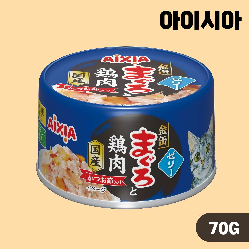 아이시아 금관 야이즈 캔 고양이캔 습식 참치 닭 가다랑어 젤리타입, 70g, 1개 - 상품 이미지