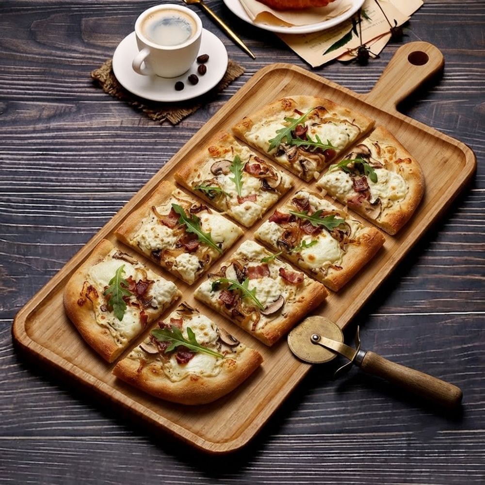 자연리 대나무 손잡이 빵도마 피자 서빙 치즈 보드 피자판 사각, 40x22.8cm - 상품 이미지