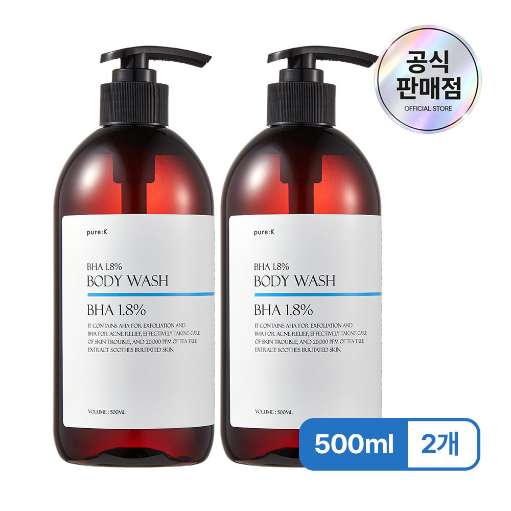 퓨어케이 바하 1.8% 등드름 바디워시 라임바질앤만다린, 500ml, 2개 - 메인 이미지