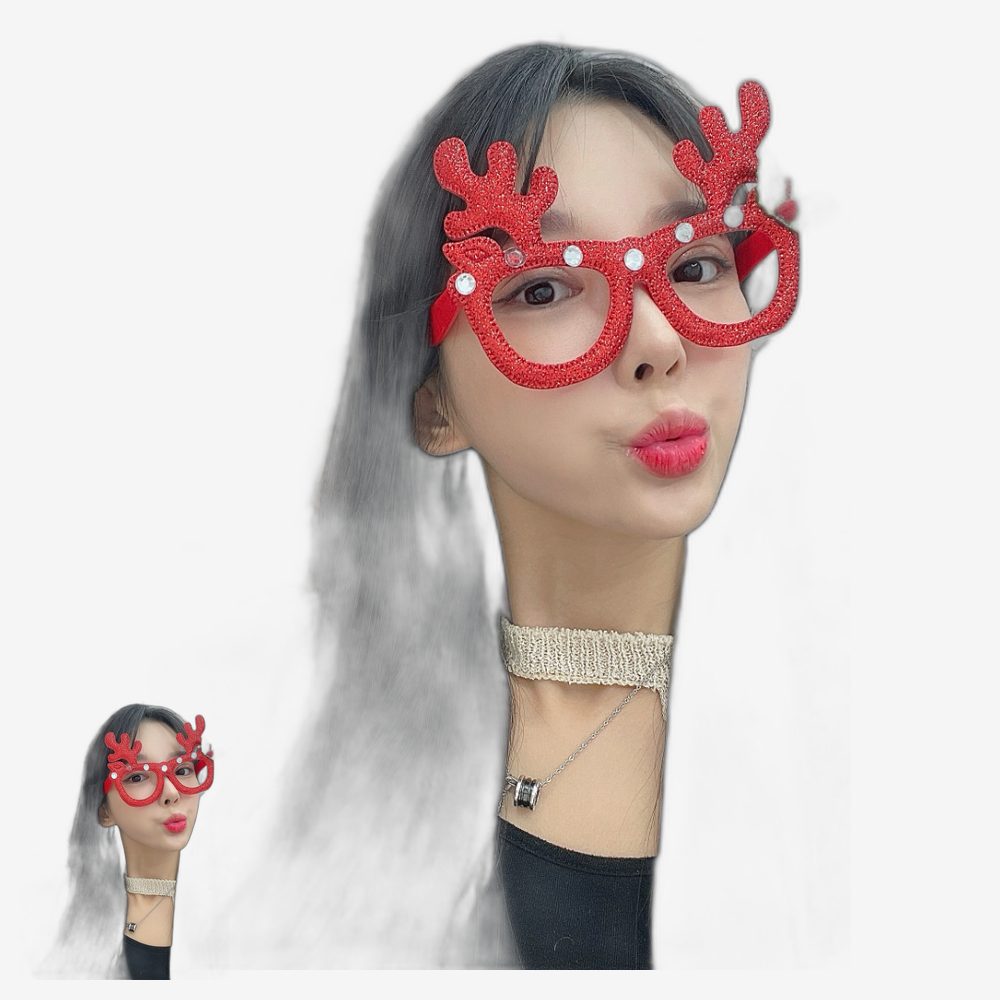 반짝이장식 크리스마스선글라스 입체루돌프 파티소품안경 글리터디자인 연말파티행사 루돌프안경 - 상품 이미지