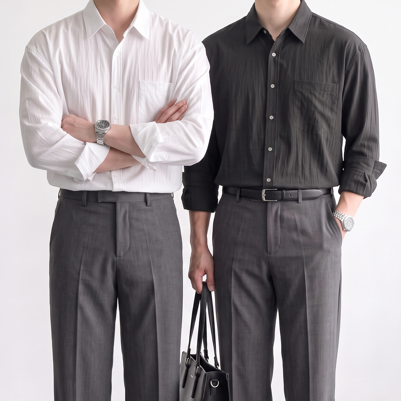 흰색와이셔츠 정장와이셔츠 남자오버핏남방 - 상품 이미지