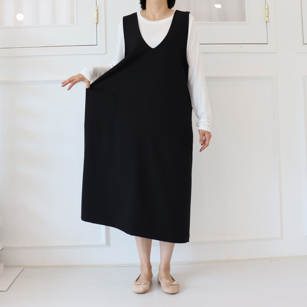 에스빅샵 빅사이즈 V넥 베스트 롱 원피스 2XL 4XL 블랙 네이비