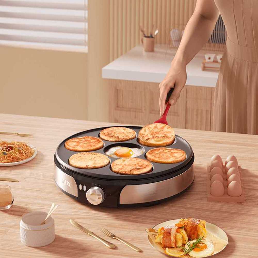 전기 에그 후라이팬 부침용 후라이 햄버거 원형 패티 7구계란프라이팬 - 상품 이미지