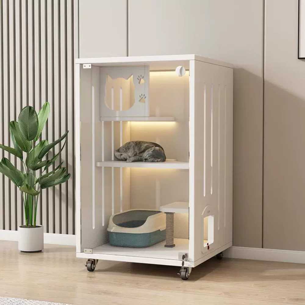 고양이호텔장 스크래쳐 캣타워 방 인테리어 럭셔리 60x60x120 라이트월넛 - 상품 이미지
