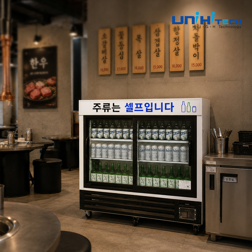 업소용 음료수 냉장고 음료 카페 술 투도어 쇼케이스 UNI-400HR 대형 주류 냉장 수평 - 상세 이미지 3