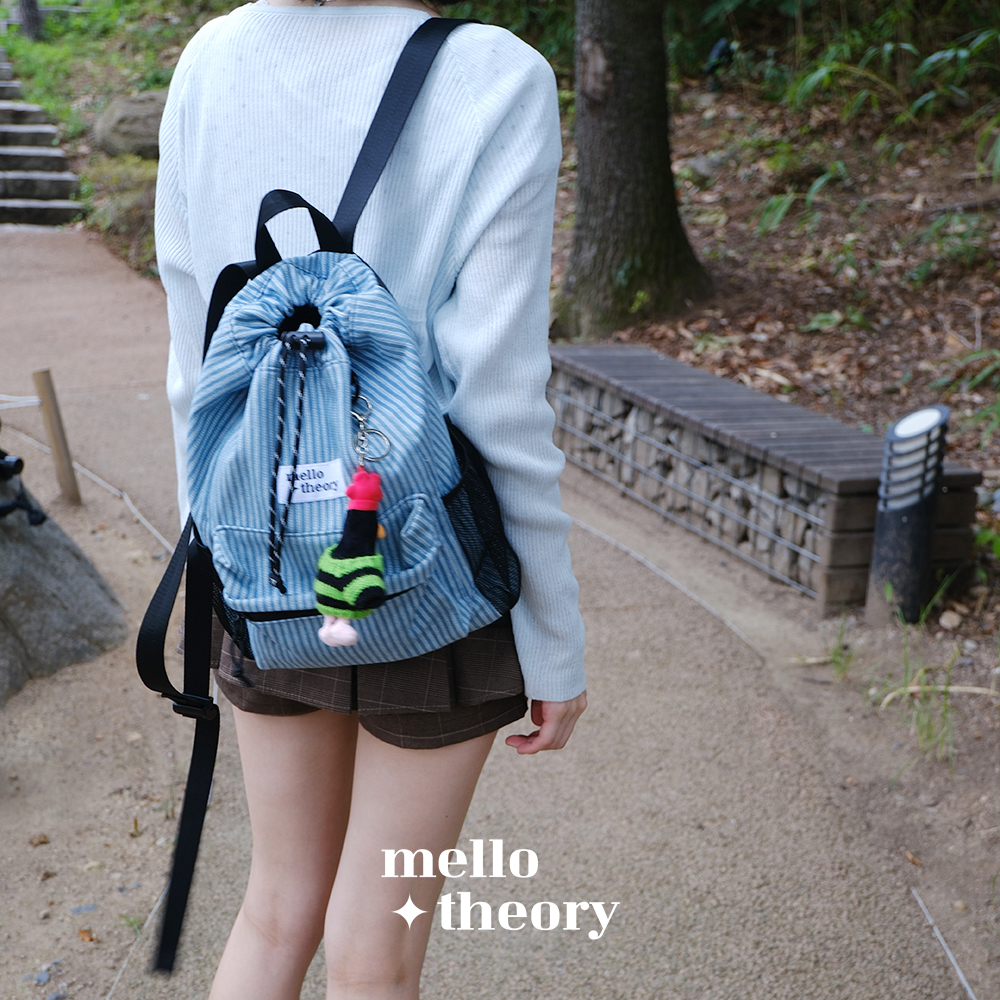 JOY STRING MINI BACKPACK -데님 스트라이프 조이 스트링 미니백팩 - 상품 이미지