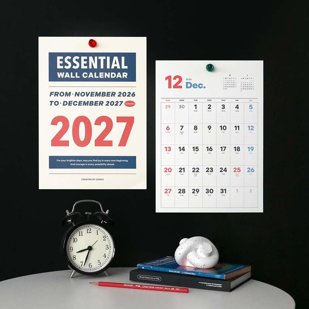 2027년 벽걸이달력 A4 낱장 27년 벽달력 음력 절기 떡제본 캘린더 이미지 8