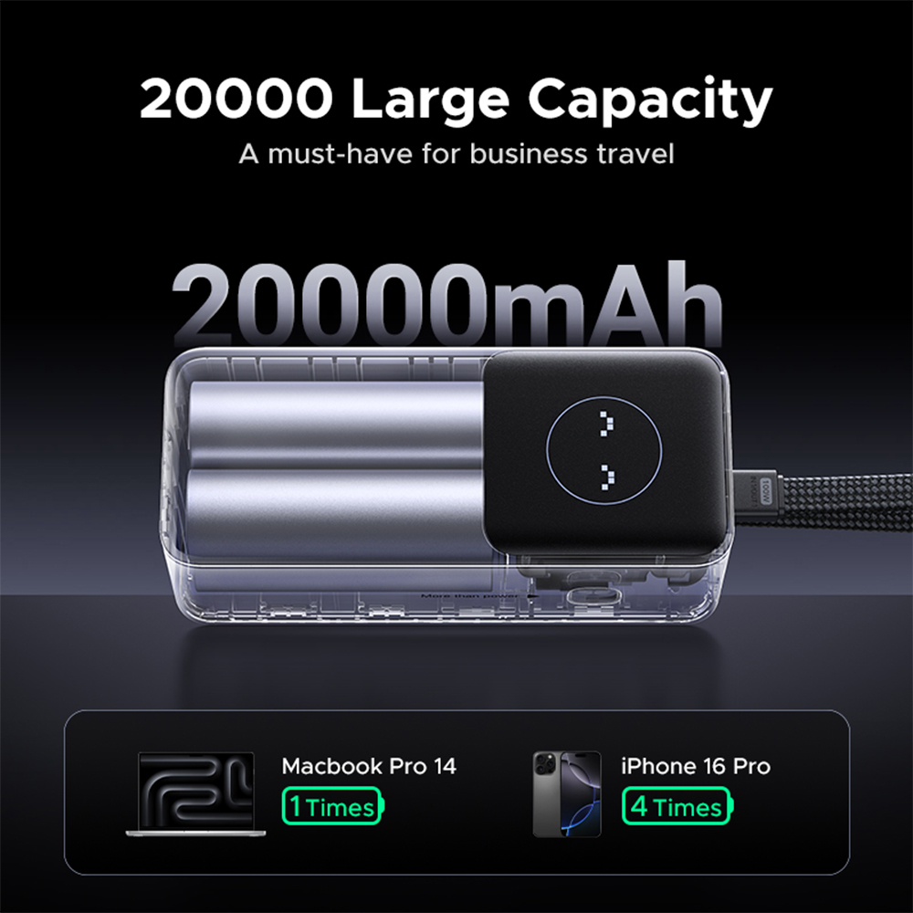 유그린 케이블 일체형 PD PPS 노트북 고속충전 대용량 보조배터리 130W 20000mAh PB723 삼성 초고속 충전 3.0 지원 - 상세 이미지 4