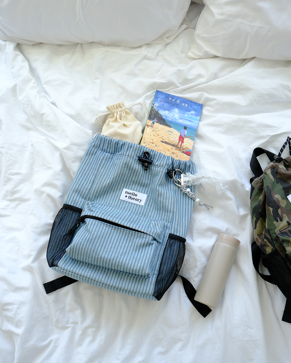 JOY STRING MINI BACKPACK -데님 스트라이프 조이 스트링 미니백팩 이미지 7