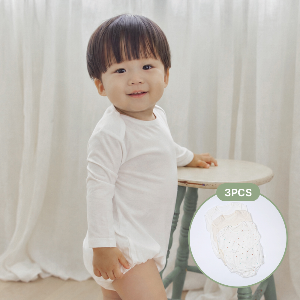 [밤부베베/NEW] 밤부 베이직 바디슈트 3p - 상품 이미지