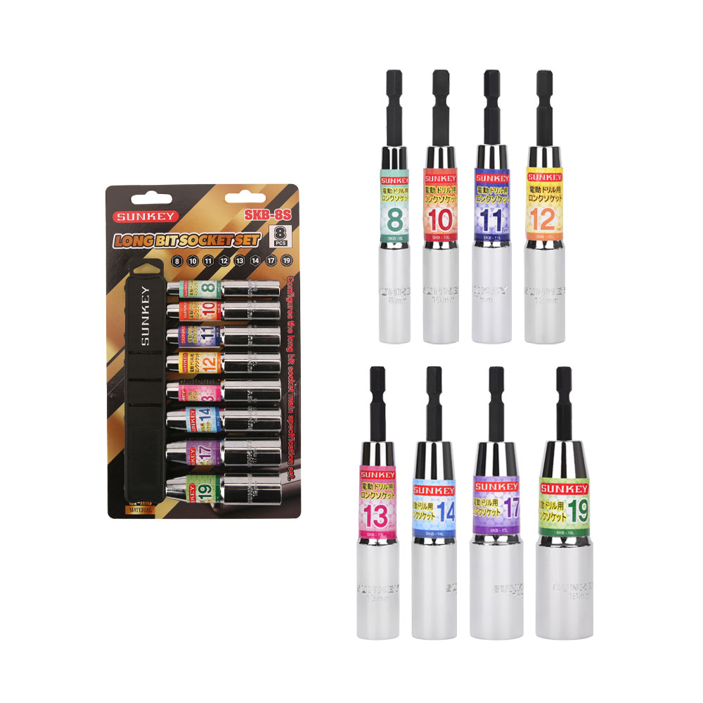썬키 롱비트소켓 세트 복스알 육각 8pcs 8~19mm SKB-8S - 상품 이미지
