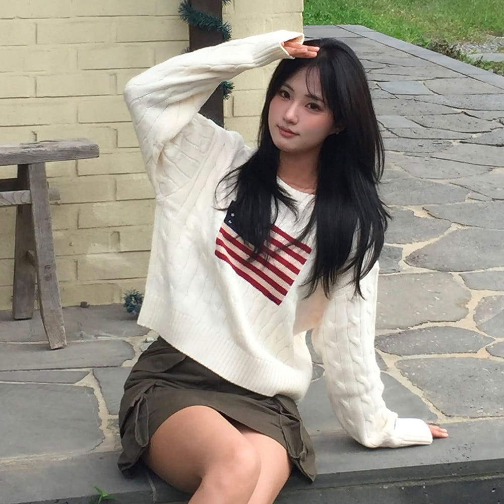 후아유 여성 USA 아메리칸 플래그 케이블 니트 WHKAG4925F 가격 비교 WHO.A.U 스토어 후아유 여성 USA 아메리칸 플래그 케이블 니트 WHKAG4925F