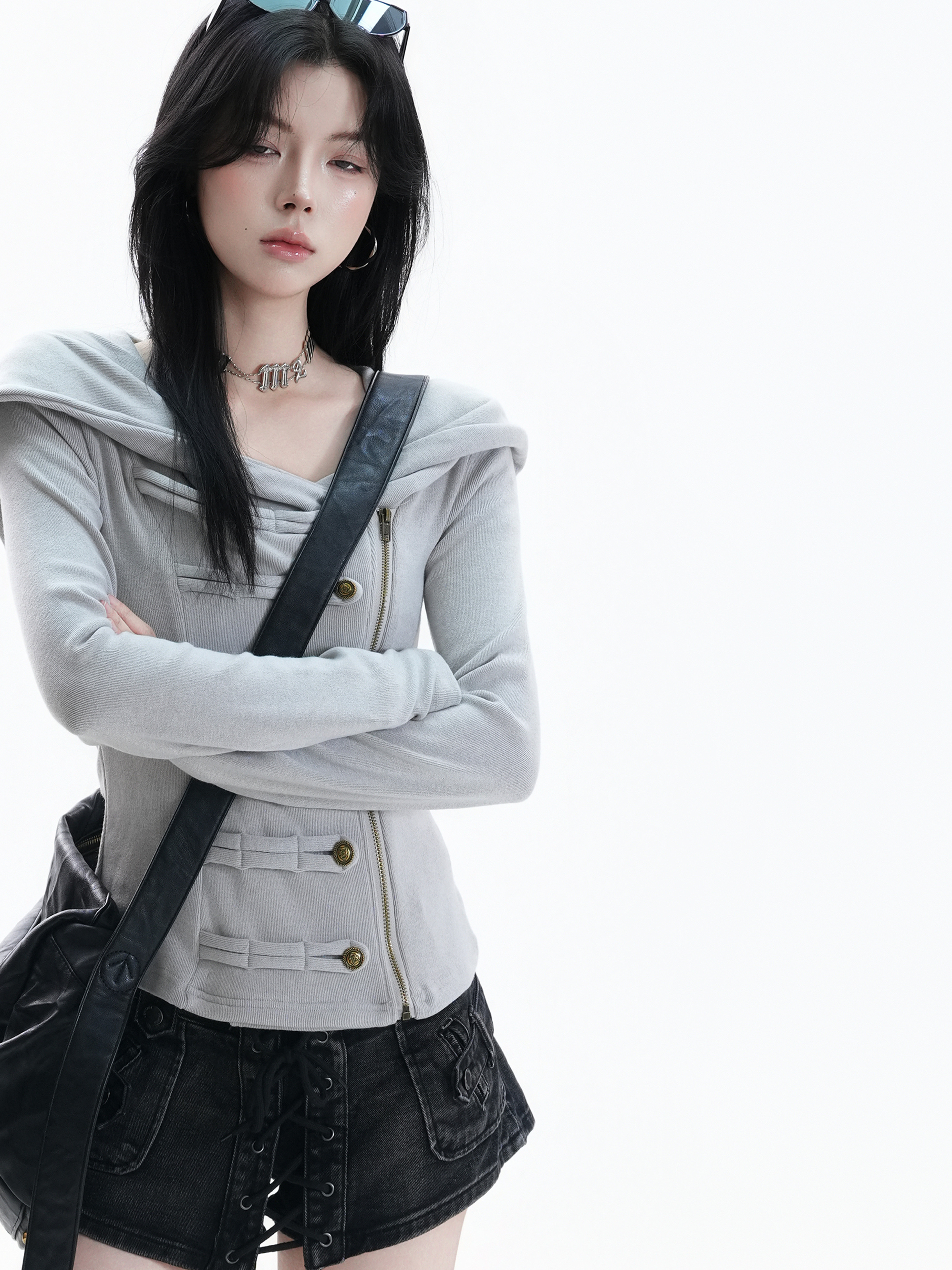 여성후드집업 나폴레옹자켓 슬림 후드 가디건자켓 - 상세 이미지 4
