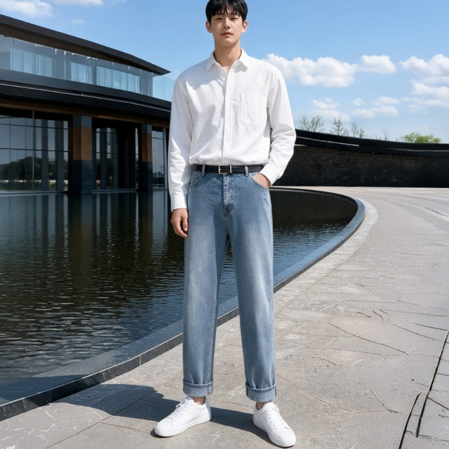 남자 요티 사계절 히든밴딩 테이퍼드핏 스판 데님팬츠 상품 이미지