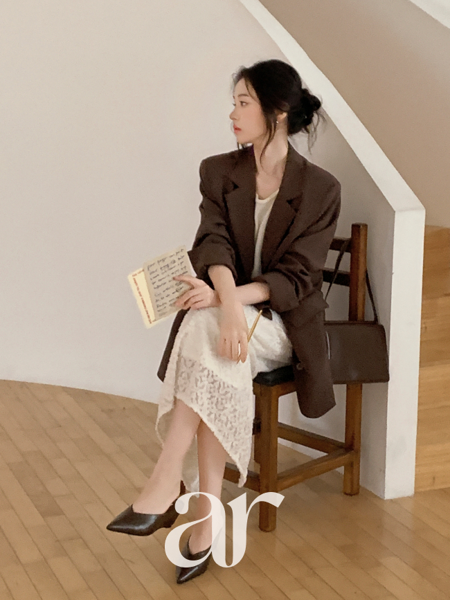 (국내제작) 자가드 플라워 뒷밴딩 롱 스커트 sk7901 - 상세 이미지 5