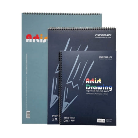 혜명상점 세르지오 스케치북5절 200G 고픔질내지 /드로잉수채화용 켄트지 / 315 X 455mm, 16매 - 권 (1개입) 드로잉종이 크로키북 미술용스케치북 캐릭터노트 미니드로잉