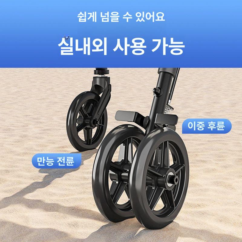어르신 4륜 보행기 좌석 브레이크 수납바구니 접이식 롤레이터 03 [클래식] 경량 4 륜 방향 하향 주차 - 상세 이미지 4