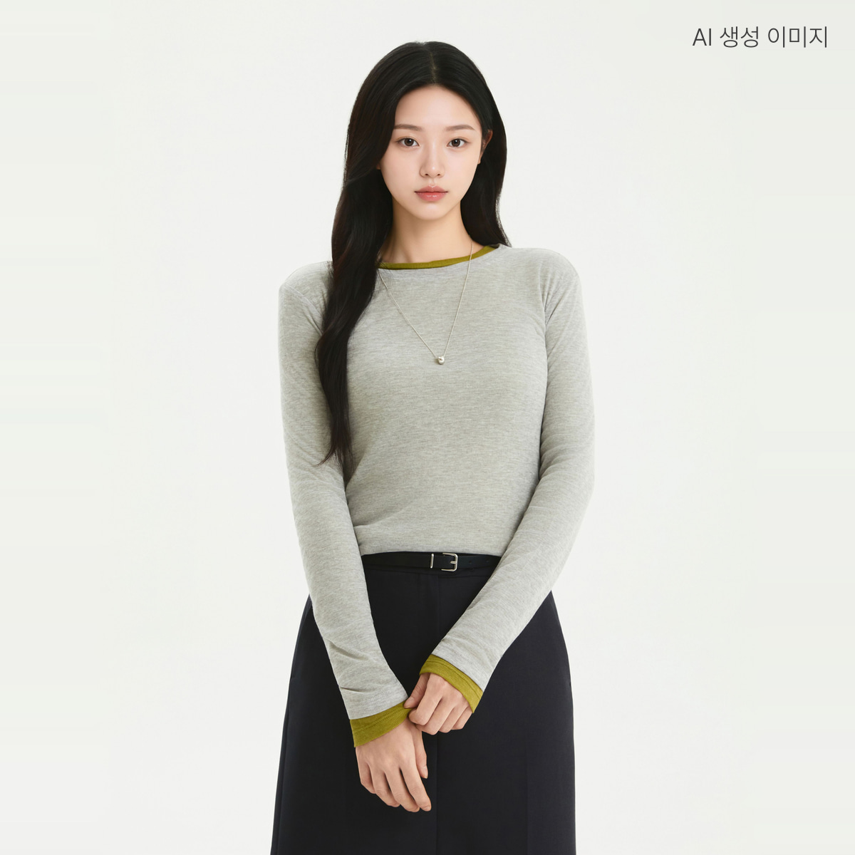 로엠 시스루 라운드넥 티셔츠 RMLWG49R11 - 상품 이미지