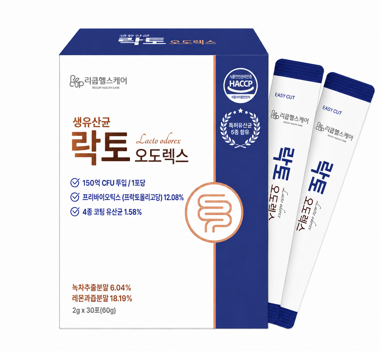 150억 생유산균 프로바이오틱스 레몬＆녹차추출물 함유 30포, 락토오도렉스