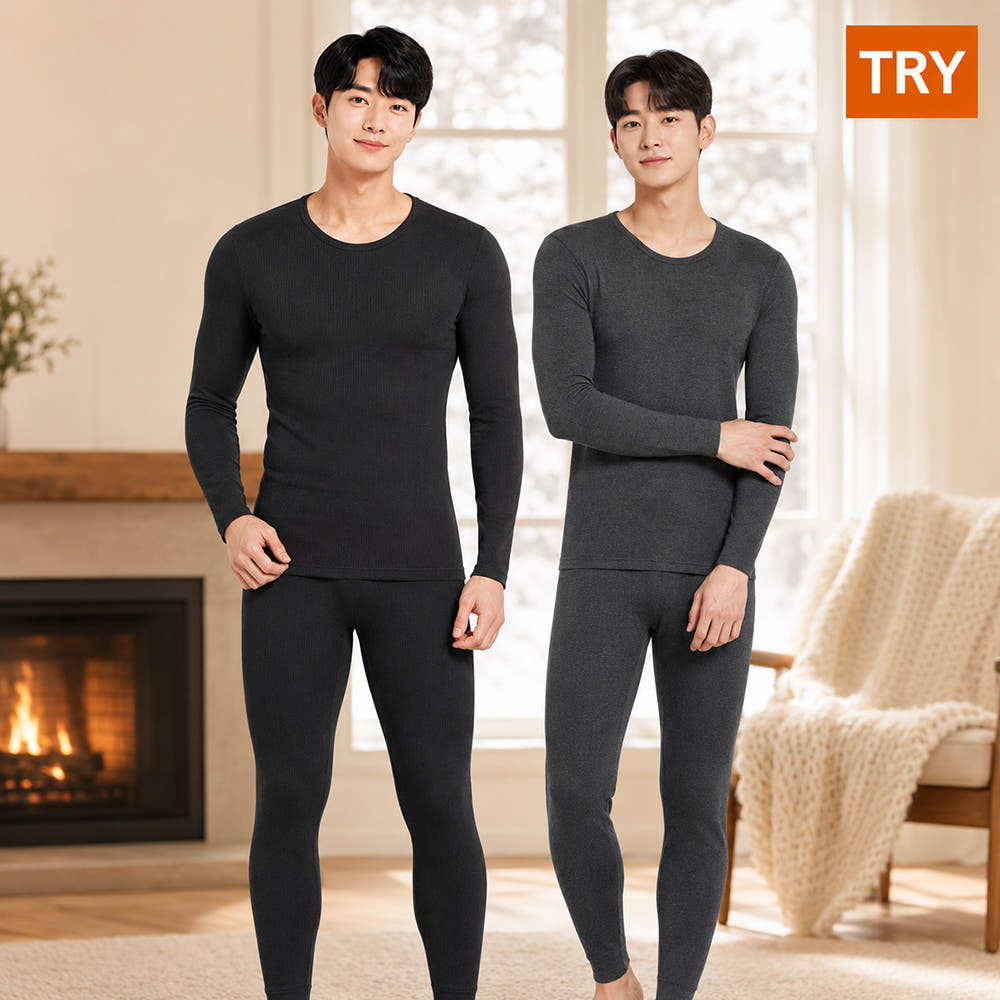 uwmall 트라이 남성내복 발열내의 기모 겨울 보온 내의 양면기모 상하세트