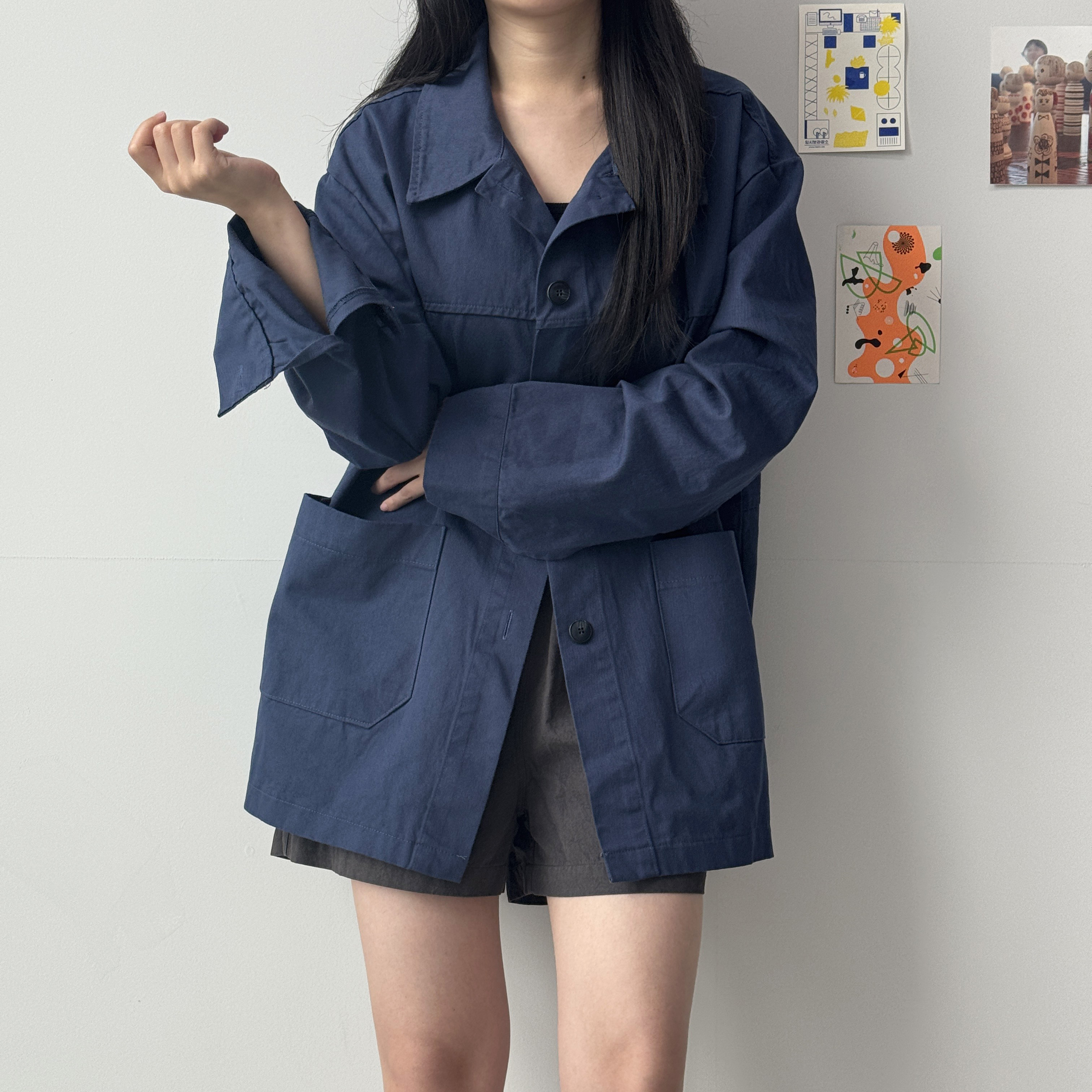여성 프렌치 워크자켓 피그먼트 워싱 야상 가을 간절기 셔츠 출근룩 데일리 자켓 - 상세 이미지 3