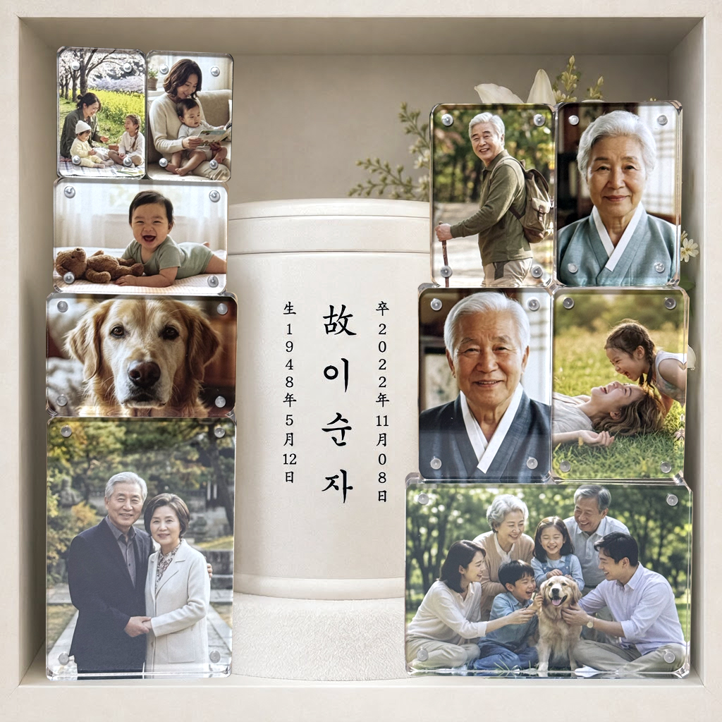 납골당 사진 고화질 출력 아크릴 자석 액자 추모용품 봉안당 꾸미기 1호 4x6cm - 상품 이미지