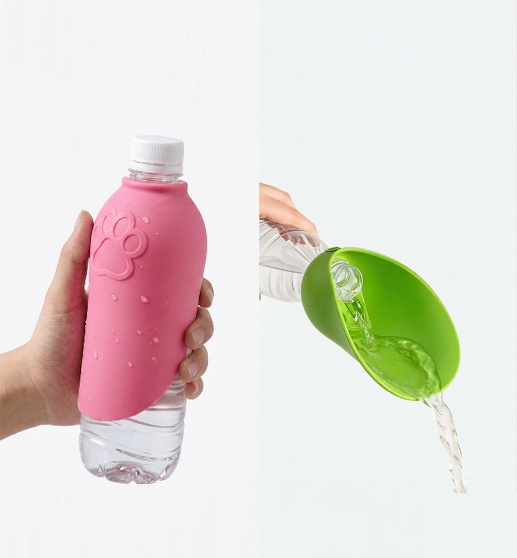 브레비 올인원 실리콘 산책물컵 산책물병 생수병 디스펜서 강아지 급수 물그릇 - 상품 이미지