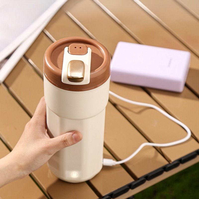 휴대용 USB 전기텀블러 자동 온도조절 텀블러 포트기 캠핑 차박 차 음료 보온 커피포트 - 상품 이미지