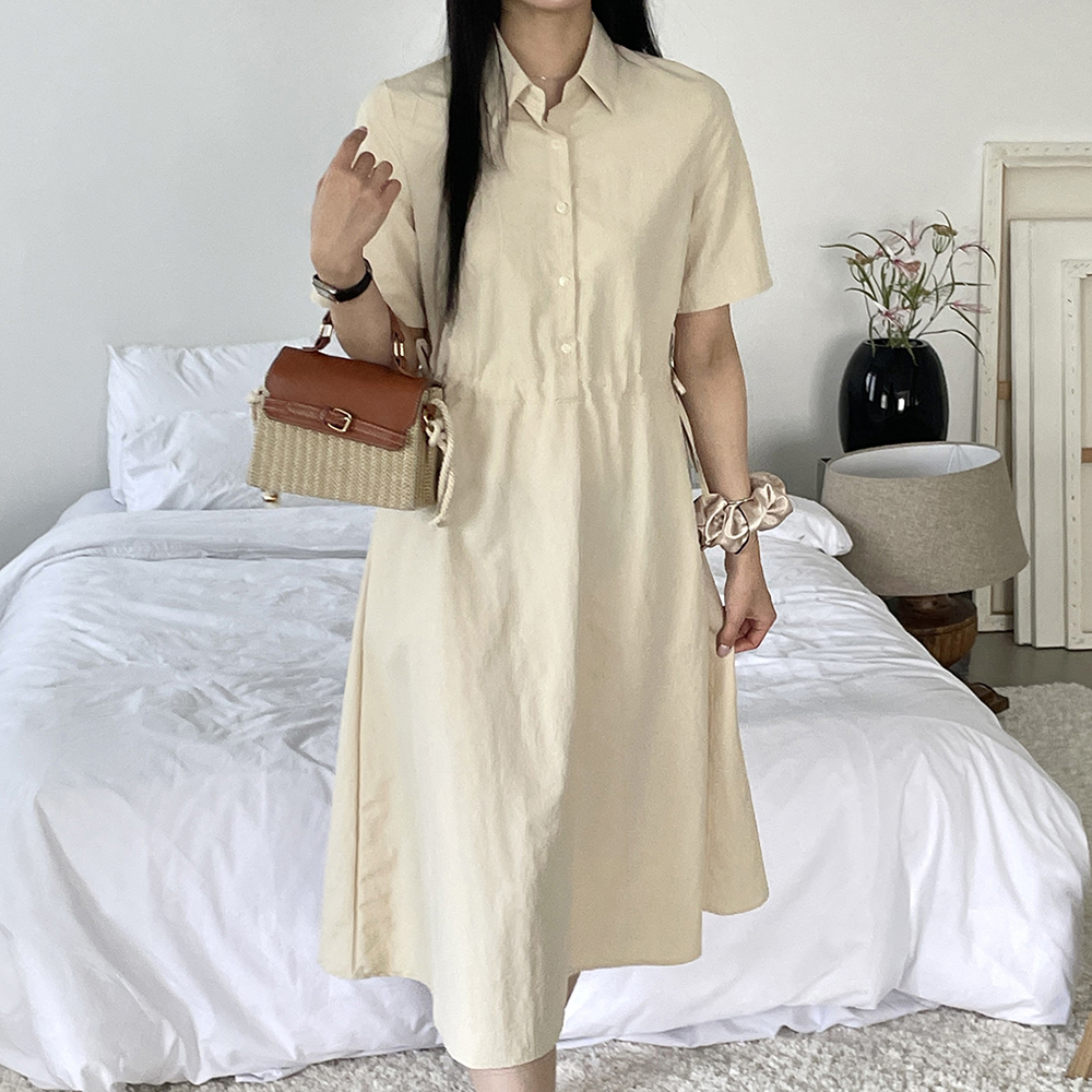루즈핏 나일론 바스락 셔츠 원피스 아노락 롱 원피스 맥시 a라인 여성 가을 데일리룩 - 상세 이미지 2