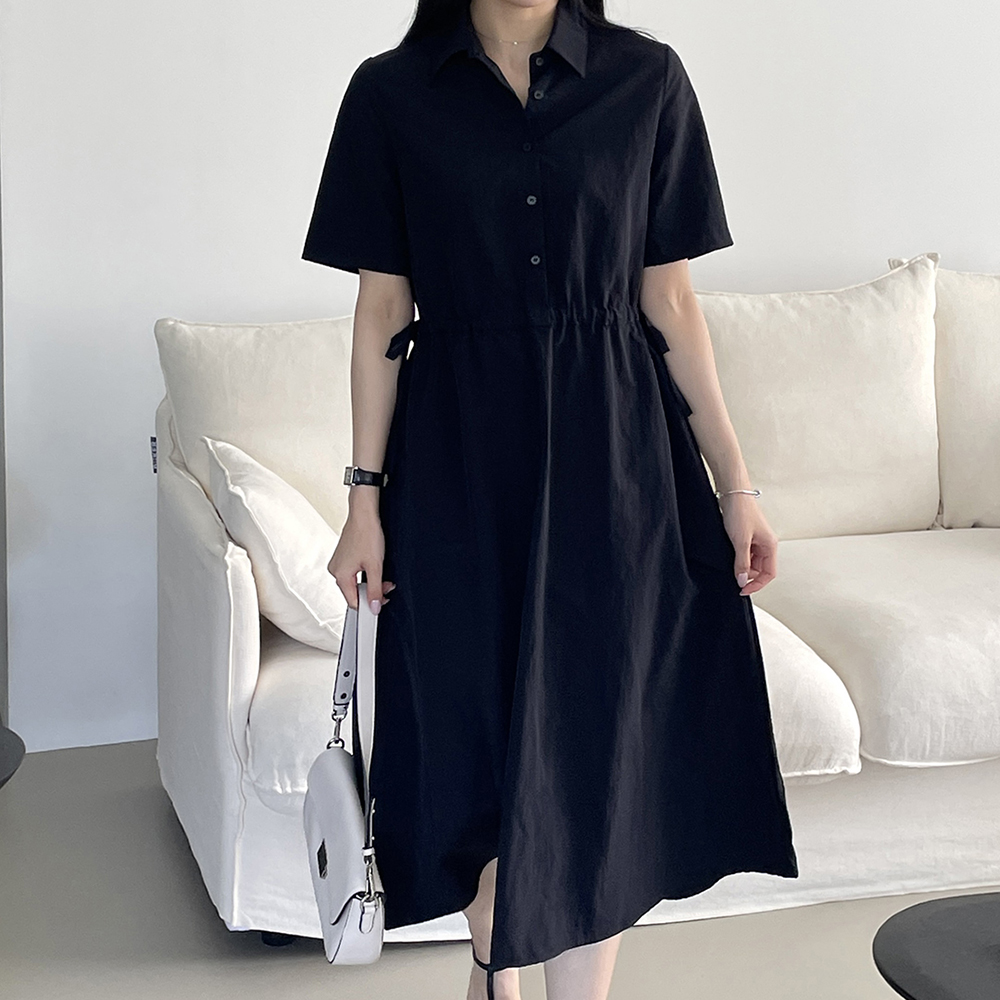 루즈핏 나일론 바스락 셔츠 원피스 아노락 롱 원피스 맥시 a라인 여성 가을 데일리룩 - 상세 이미지 4
