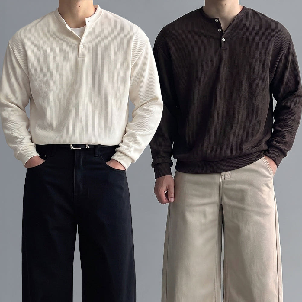 1+1 남자헨리넥니트 오버핏 긴팔스웨터 가격 비교 mamedro 1+1 남자헨리넥니트 오버핏 긴팔스웨터